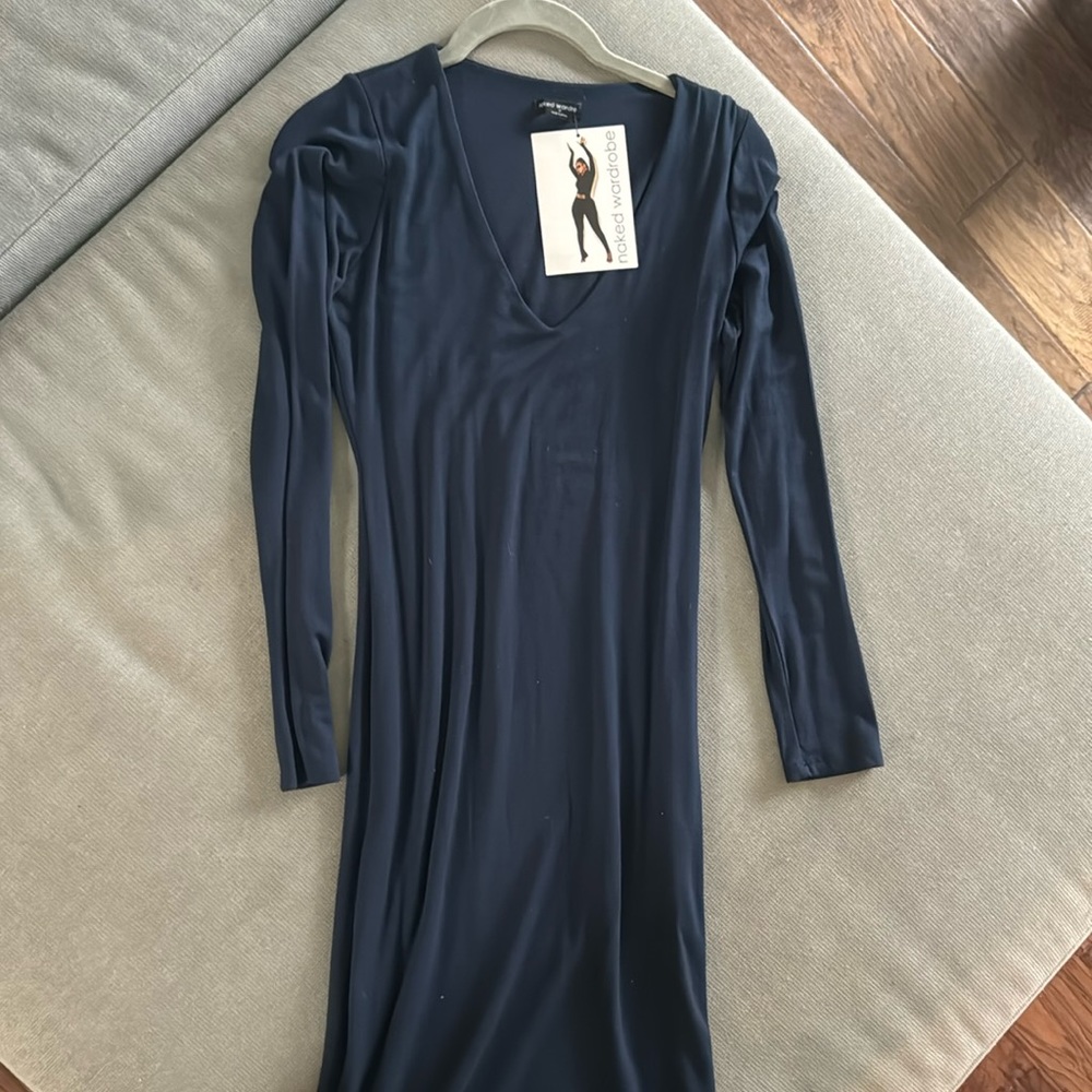 Naked wardrobe- blue dress- calf length